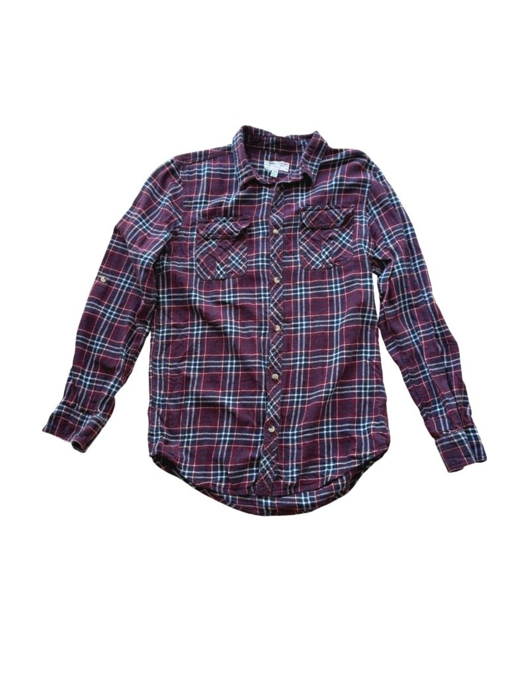 Triple Five NYC Men's Button Front Top M Navy Red Plaid Classic Flannel Shirt